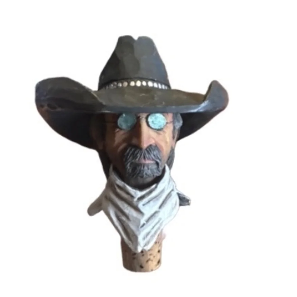 Rustic Cowboy Bottle Stopper - Brown Hat and White Bandana
